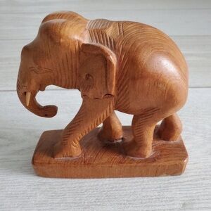 Handcrafted Brown Wooden Elephant Figurine